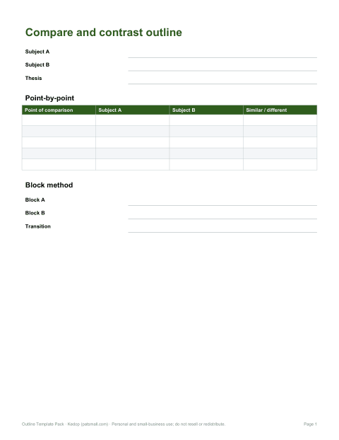 Preview of the first page of Compare and contrast (PDF/DOCX)