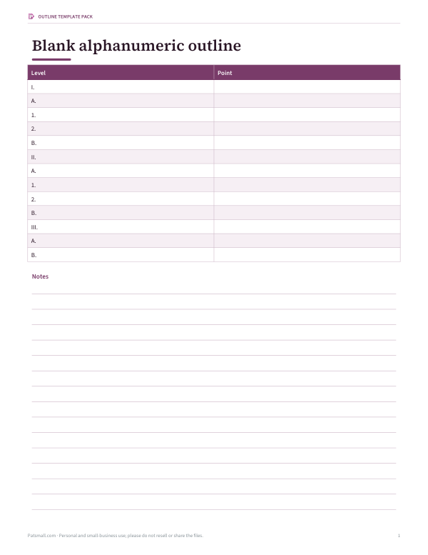 Preview of Printable Outline Template