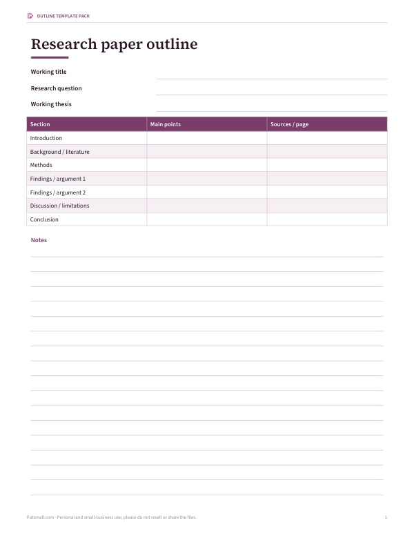 Preview of Printable Research Paper Outline